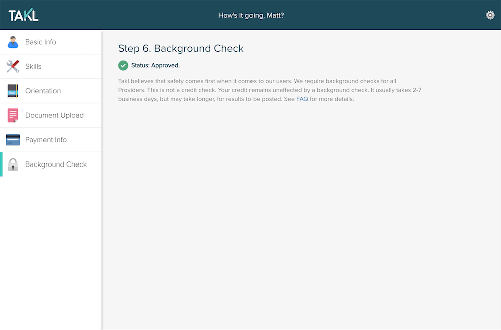 Takl Provider Background Check