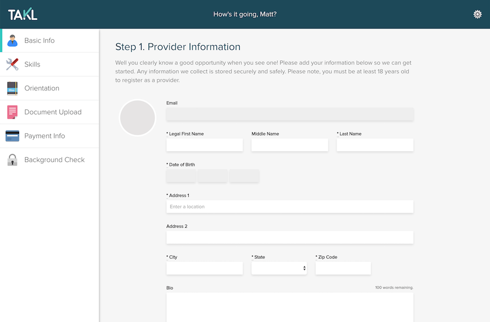 Takl Provider skills